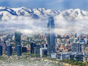 Santiago cityscape with mountains in the background