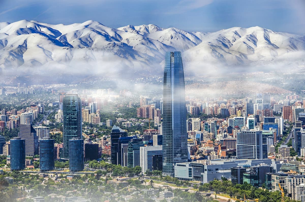 Santiago cityscape with mountains in the background