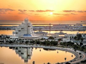 Panoramic view of Benghazi cityscape along the Mediterranean coast
