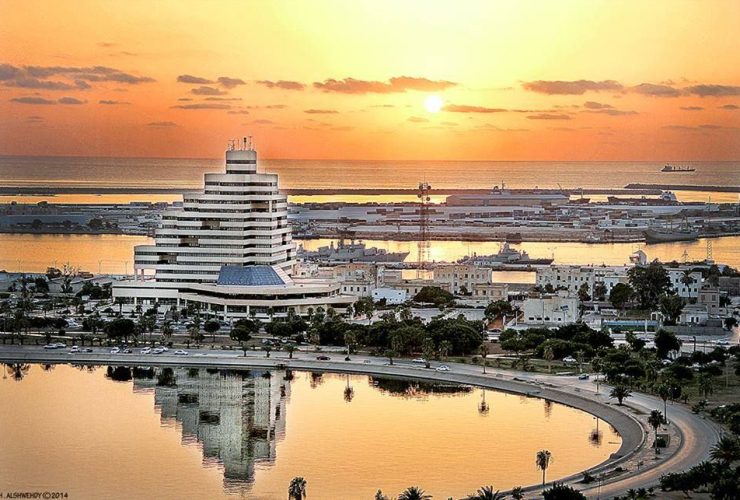 Panoramic view of Benghazi cityscape along the Mediterranean coast