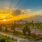 Stunning view of Dushanbe with its beautiful landscapes and the Pamir Mountains in the background.
